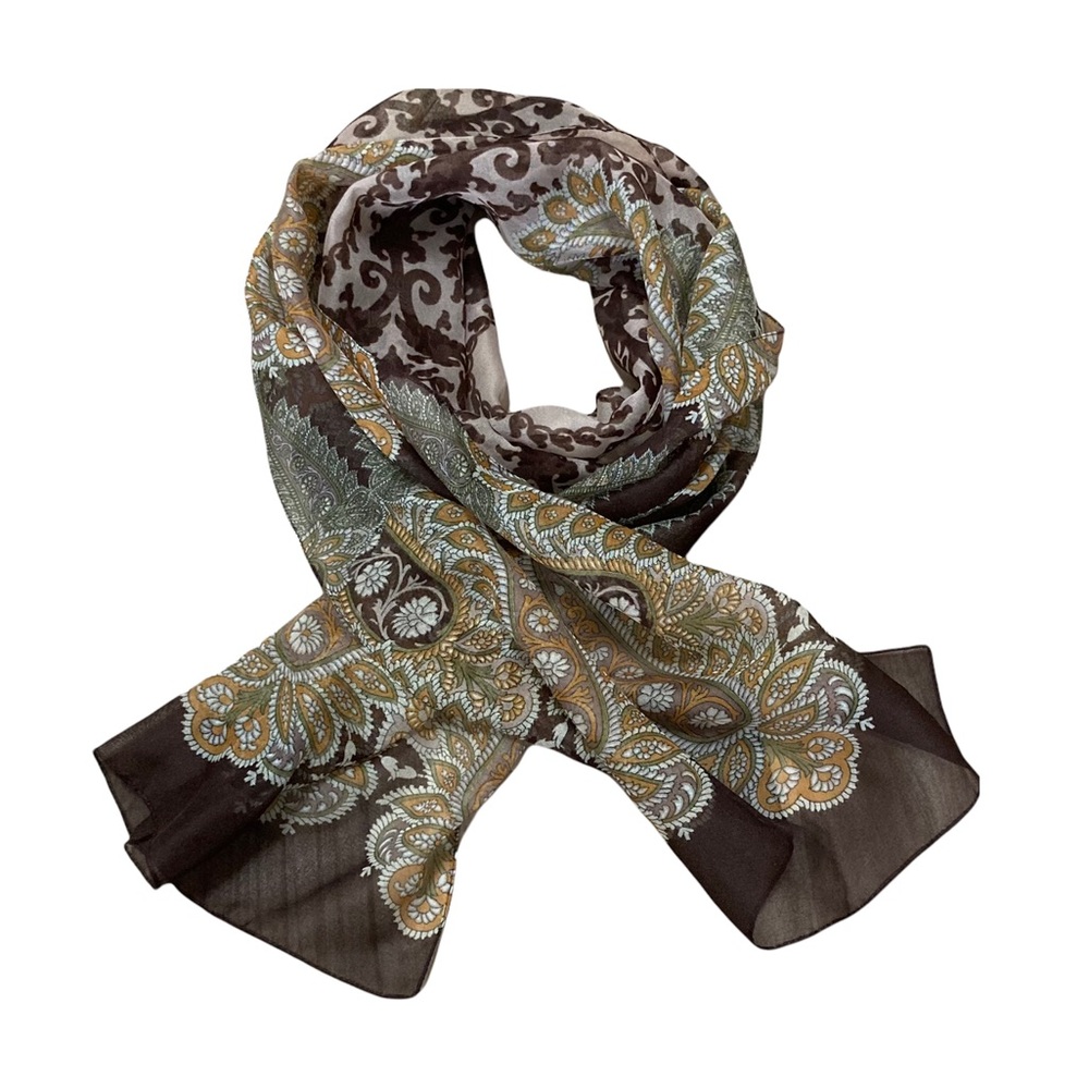 Cejon rectangular Scarf Paisley browns and greens